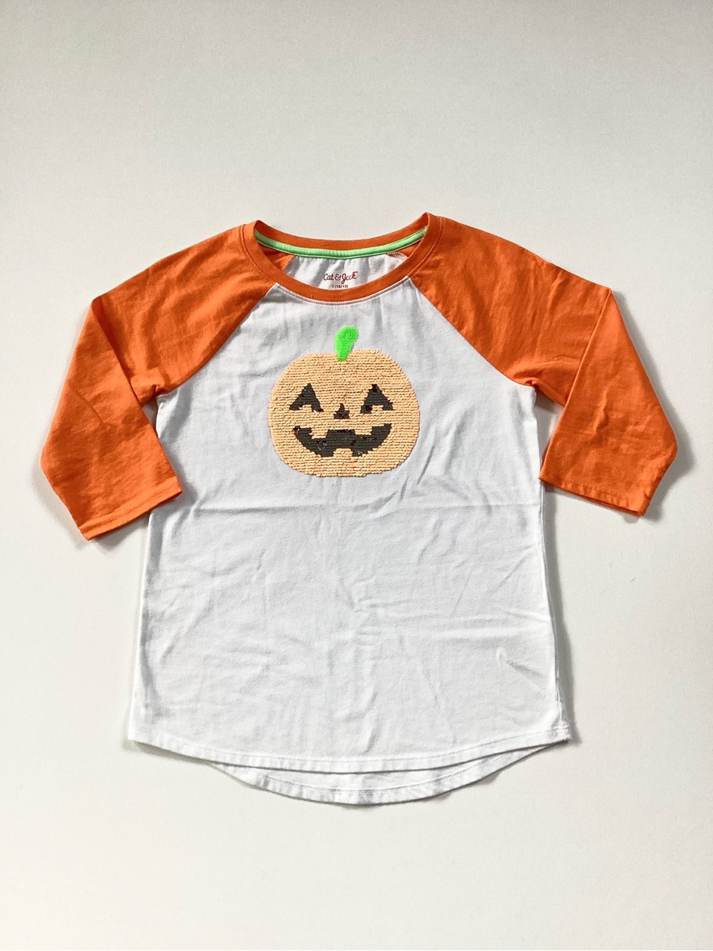 Cat & Jack Flip Sequin Pumpkin Raglan T-shirt